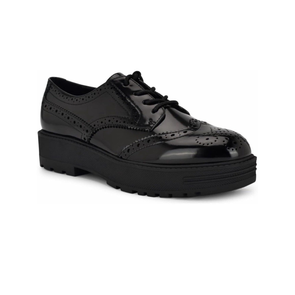 9 West Women's Brogues Patent Leather Wing Tip Platform Derby Shoe Sz 8.5 NIB - Picture 3 of 9